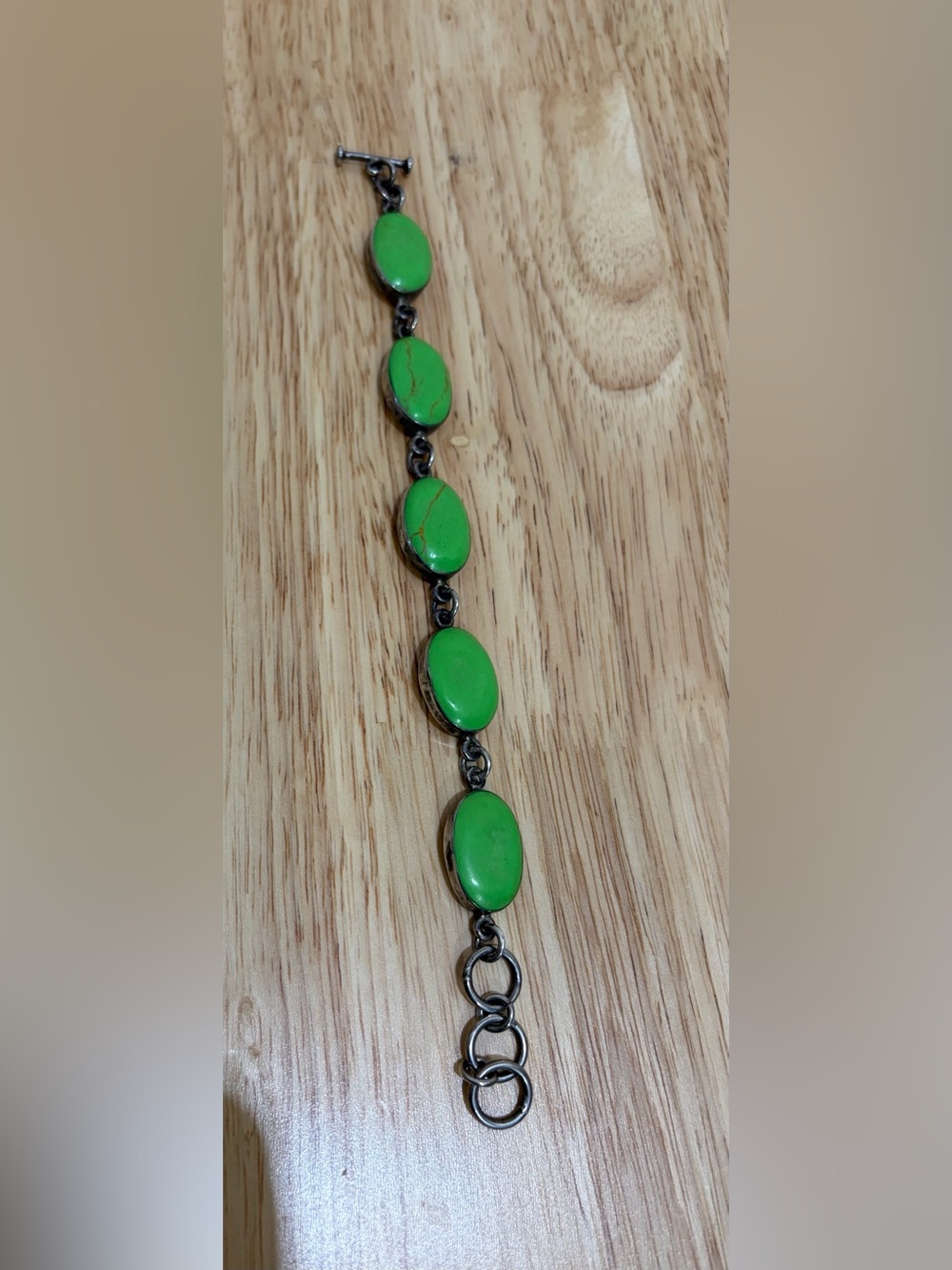 Sterling Silver Green Turquoise
Link Bracelet Southwestern Inspired Statement - Picture 3 of 7
